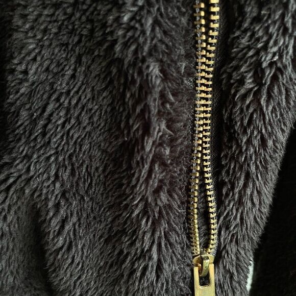 4SIENNA Black Faux Fur Bomber Jacket Size - Picture 9 of 11